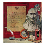 "Benjamin Franklin - Bust and Quote", January 21, 1956 Giclee Print by Stanley Meltzoff
