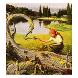 "Feeding Chipmunks", May 16, 1953 Giclee Print by John Clymer