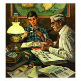 "Stamp Collecting", February 27, 1954 Giclee Print by Stevan Dohanos