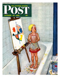 "Artist in the Bathtub" Saturday Evening Post Cover, October 28, 1950 Giclee Print by Jack Welch