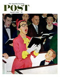 "Singing Praise" Saturday Evening Post Cover, March 7, 1959 Giclee Print by Richard Sargent