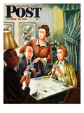 "Bridge Game" Saturday Evening Post Cover, October 14, 1950 Giclee Print by Constantin Alajalov