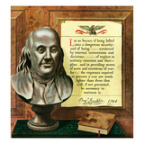 "Benjamin Franklin - Bust and Quote", January 20, 1951 Giclee Print by John Atherton