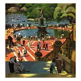 "Boating in Central Park", July 11, 1953 Giclee Print by John Falter