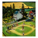 "Family Baseball", September 2, 1950 Giclee Print by John Falter