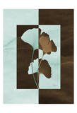 Ginkgo on Blue and Brown Squares Posters by Albert Koetsier