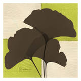 Ginkgo Brown Trio on Green Prints by Albert Koetsier