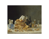 Still Life with Wine Bottles and Basket of Fruit, c.1857 Prints by John F. Francis