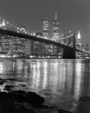 Night View of Brooklyn Bridge & Manhattan Skyline Poster von Christopher Bliss