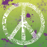 Peace, Love, Music (on green) Posters