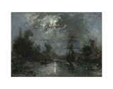 Harbor By Moonlight Láminas por Johan-Barthold Jongkind
