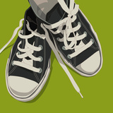 Lowtops (black on green) Prints by John Golden