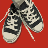 Lowtops (black on red) Prints by John Golden
