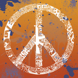 Peace, Love, Music (on orange) Poster Peace, Love, Music (on orange) Poster