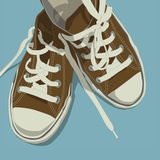 Lowtops (brown on blue) Print by John Golden