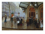 Outside the Theatre Du Vaudeville, Paris Giclee Print by Jean Beraud