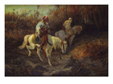 Arab Horsemen at the Edge of a Wood reproduction procédé giclée par Adolph Schreyer
