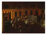 Interior of a North Italian Synagogue During Rosh Ha-Shanah Service Giclée-tryk af North Italian School