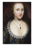 Portrait of a Lady, Mary, Countess of Pembroke in a Blue Gold Embroidered Dress Giclee Print by Cornelius Johnson