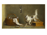 A Mouse Trap with a Cat and Kittens in a Basket Giclee Print by Jean Jacques Bachelier
