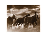 Running Horses and Sunbeams Print by Monte Nagler