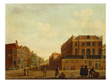 View of Portuguese Synagogue in Amsterdam with Figures in the Foreground Reproduction procédé giclée par Isaac Ouwater (Circle of)