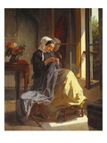 A Woman Sewing by an Open Window Giclee Print by Jules Trayer