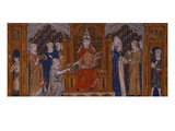 Pope Gregory Ix Handing Down the Decretals, Flanked by Clergy and Laity Impressão giclée por Southern French School Pope Gregory Ix Handing Down the Decretals, Flanked by Clergy and Laity Impressão giclée por Southern French School