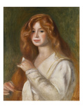 Girl Combing Her Hair Giclee Print by Pierre-Auguste Renoir