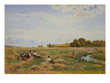 Harvesters Lunching by a Stream Giclee Print by Robert T. Waite