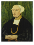 Portrait of a Lady, in a White Headress, Black Dress and Gold Collar and Chain, Holding Gloves,… Giclee Print by Hans Schopfer the Elder