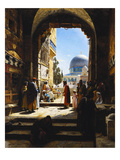 At the Entrance to the Temple Mount, Jerusalem Giclee Print by Gustav Bauernfeind