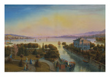 View of the Lake of Zurich with the Villa Rosau Giclee Print by Emanuel Labhardt