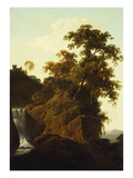 Rocky Landscape with a Waterfall Giclee Print by Joseph Wright of Derby