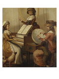 Morning Employments': Three Young Girls by a Spinet, Playing, Conducting and Embroidering Giclee Print by Henry William Bunbury (Attr to)