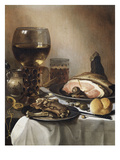 A Breakfast Still Life of a Roemer Ham and Meat on Pewter Plates, Bread and a Gold Verge Watch on… Giclee Print by Pieter Claesz