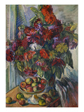 Still-Life with Flowers and Apples; Nature Morte Aux Fleurs Et Pommes Giclee Print by Nicolas Tarkhoff