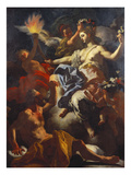 Tithonus Dazzled by the Crowning of Aurora Giclée-tryk af Francesco Solimena