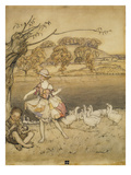 An Illustration to 'English Fairy Tales': Tattercoats Dancing While the Gooseherd Pipes Giclee Print by Arthur Rackham