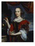 Portrait of a Young Woman Standing Three-Quarter Length, Wearing a Brown Dress and a Red Wrap,… Lámina giclée por Nicolaes Maes Portrait of a Young Woman Standing Three-Quarter Length, Wearing a Brown Dress and a Red Wrap,… Lámina giclée por Nicolaes Maes