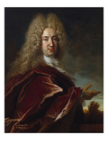 Portrait of a Gentleman, Wearing a Long Wig, Lace Jabot and Burgundy Colour Cloak Giclee Print by Nicolas de Largilliere