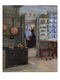 A Woman Reading in an Interior Giclee Print by Adolf Heinrich Claus Hansen