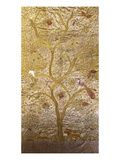 A Wall Hanging of Red Silk, Embroidered with a Tree of Life in Gilt Thread and Silks Giclée-Druck