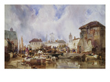 The Market on the Quay, Bruges Giclee Print by Samuel Austin