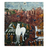 Limoges Enamel Plaque Illustrating Virgil's Aeneid, the Trojan Horse Releasing it's Greek Soldiers Giclee Print