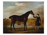 The Duke of Marlborough's () Bay Hunter, with a Groom in Livery in a Lake Landscape Giclee Print by George Stubbs