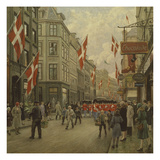 The Royal Danish Lifeguards Marching Through Ostergade, Copenhagen Lámina giclée por Paul Fischer