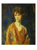 Portrait of the Hon Lois Stuart Ii, Half Length, Wearing an Orange Dress Giclee Print by Ambrose Mcevoy