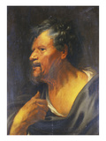 A Study of a Man's Head and Shoulders with His Right Hand Raised reproduction procédé giclée par Jacob Jordaens