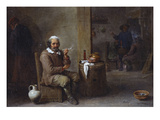 A Peasant Smoking in an Inn reproduction procédé giclée par David Teniers the Younger